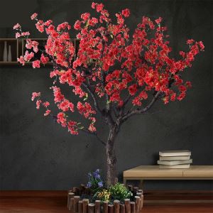 Cây nhân tạo Peach Blossom cho đám cưới màu đỏ
